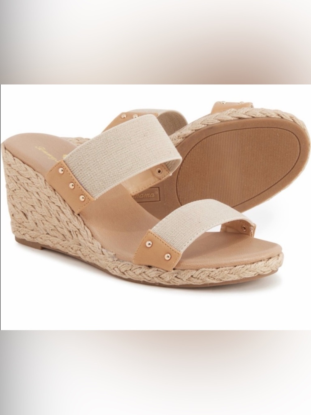 Beige Sakura Elastic Wedge Sandals